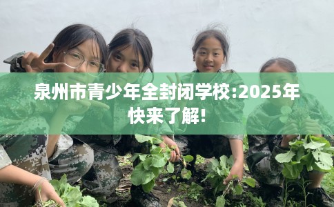 泉州市青少年全封闭学校:2025年快来了解!